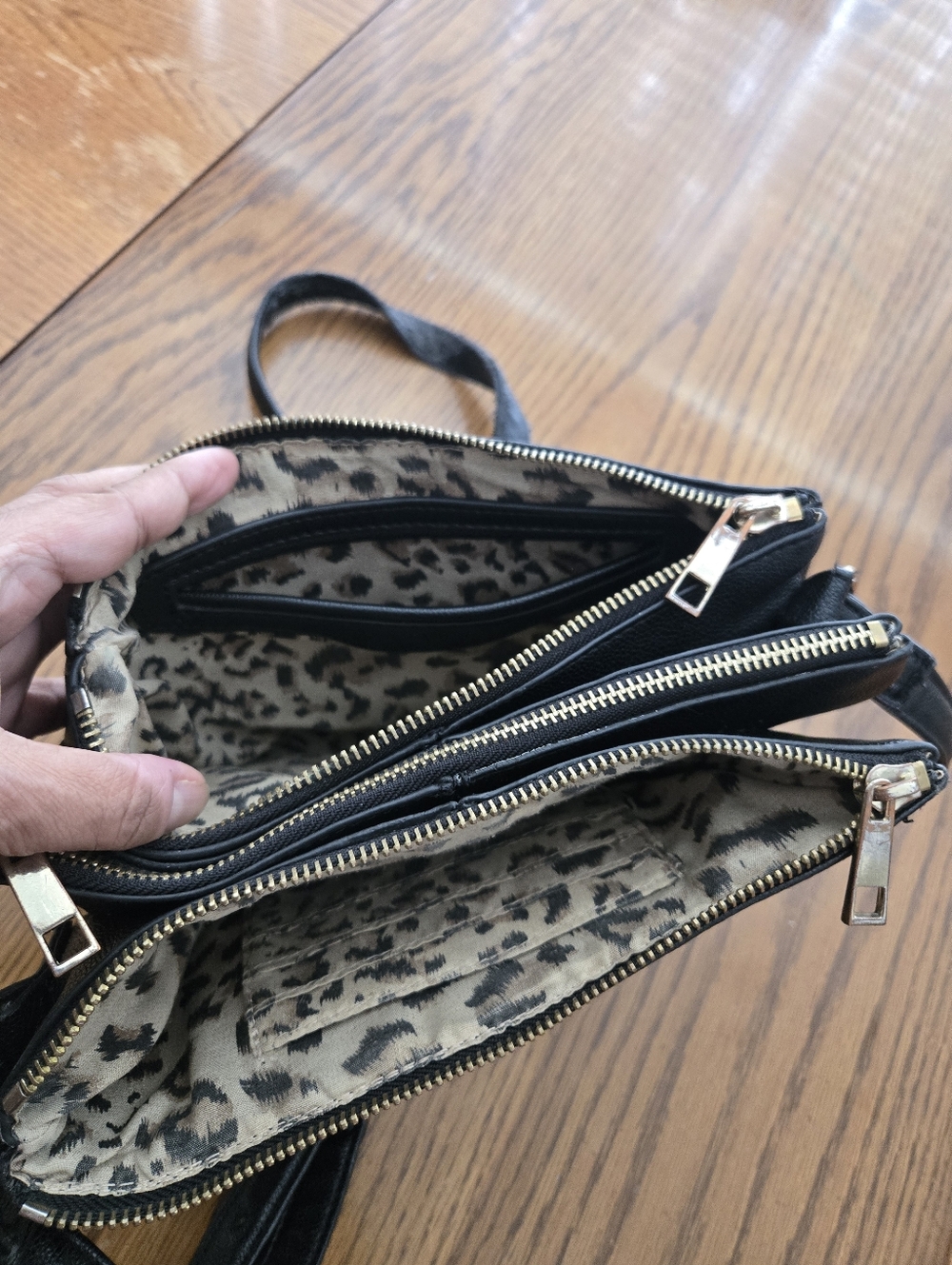 Classic Black Leather Crossbody Bag with Gold Hardware - Picture 7 of 9